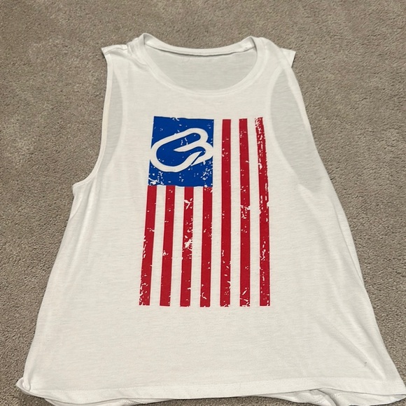 White Sleeveless Top with Red and Blue Graphic - Picture 1 of 1
